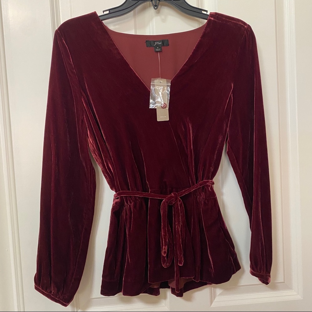 Jcrew velvet top NWT burgundy color